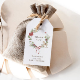 Merry Little Baby Shower Red Bow Wreath Geschenkanhänger