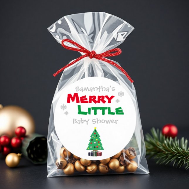 Merry Little Baby Shower Runder Aufkleber (Von Creator hochgeladen)