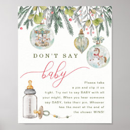 Merry Little Baby Shower Say Baby Game Sign Poster