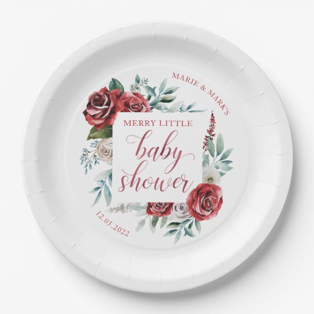 Merry Little Baby Shower Weihnachtsdusche Teller (Vorderseite)