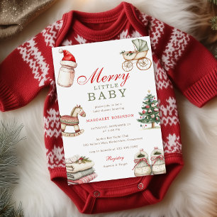 Merry Little Baby Winter Weihnachtsdusche Einladung