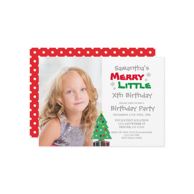 Merry Little Birthday Einladung (Vorderseite/Rückseite Beispiel)