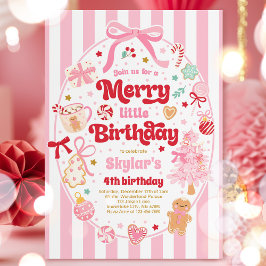 Merry Little Birthday Party Christmas Coquette Bow Einladung