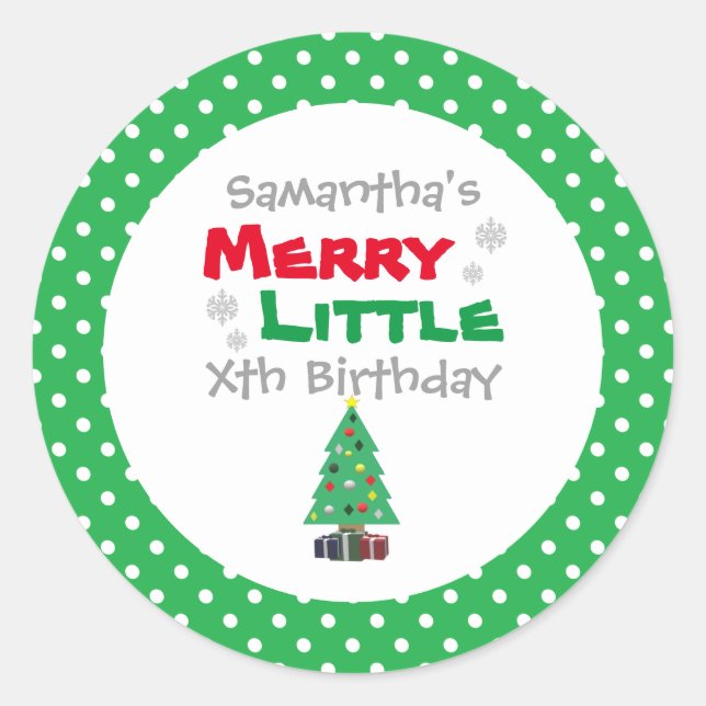 Merry Little Birthday Runder Aufkleber (Vorderseite)