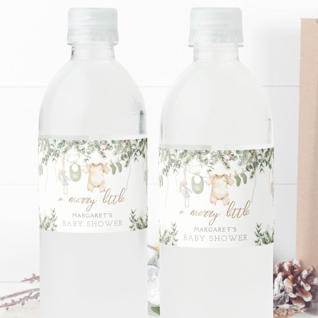 Merry Little Boho Boy Winter Baby Shower Wasserflaschenetikett (Von Creator hochgeladen)