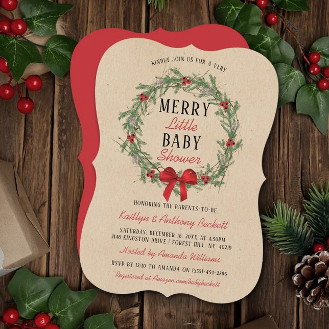Merry Little Christmas Baby Shower Einladung (Von Creator hochgeladen)