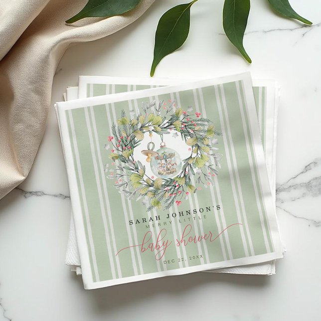 Merry Little Christmas Baby Shower Paper Napkin Serviette (Baby Shower Napkins)