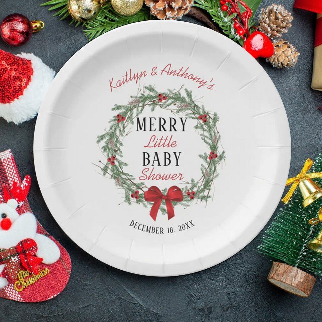 Merry Little Christmas Baby Shower Pappteller (Von Creator hochgeladen)