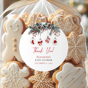 Merry Little Christmas Baby Shower Runder Aufkleber