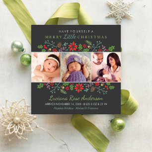 Merry Little Christmas Babys erste Foto Collage Feiertagskarte