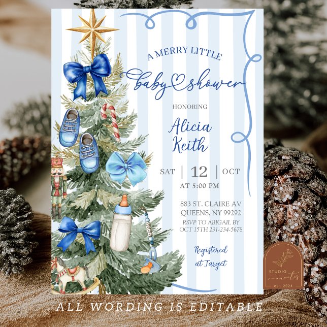 Merry Little Christmas Boy Baby Shower Einladung (Von Creator hochgeladen)