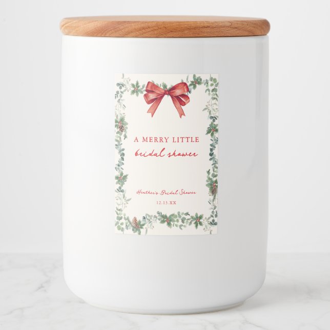 Merry Little Christmas Bridal Shower Favor Labels Lebensmitteletikett (Vorderseite)