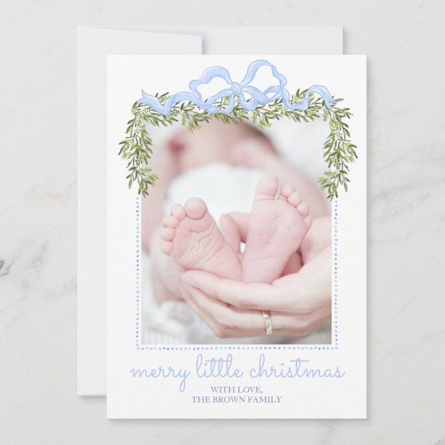 Merry Little Christmas Card Neugeborenes Baby Foto Einladung (Vorderseite)