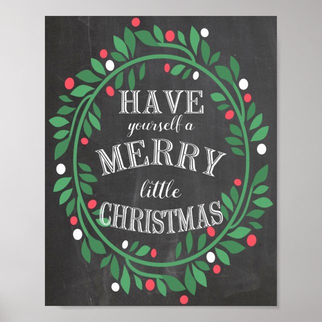 Merry Little Christmas Chalkboard Print Poster (Vorne)