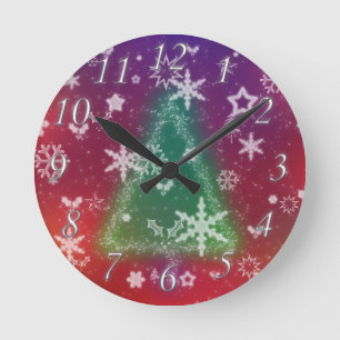 Merry Little Christmas Clock Runde Wanduhr