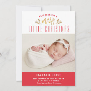 MERRY LITTLE CHRISTMAS Geburtsankündigung von Fo Feiertagskarte