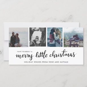 Merry Little Christmas Handwriting   Vier Foto Feiertagskarte