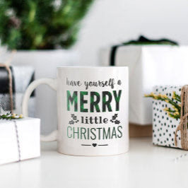 Merry Little Christmas Modernes Green Buffalo Kari Zweifarbige Tasse