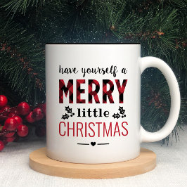 Merry Little Christmas Modernes Red Buffalo Karier Zweifarbige Tasse