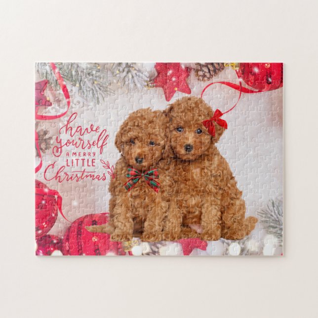 Merry Little Christmas Poodle Welppies Puzzle (Horizontal)