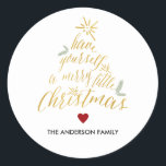 Merry Little Christmas Round Aufkleber<br><div class="desc">Frohe kleine Weihnachten - Round Sticker. Personalisierbar. Teil einer Weihnachtskollektion.</div>