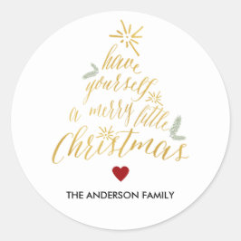Merry Little Christmas Round Aufkleber