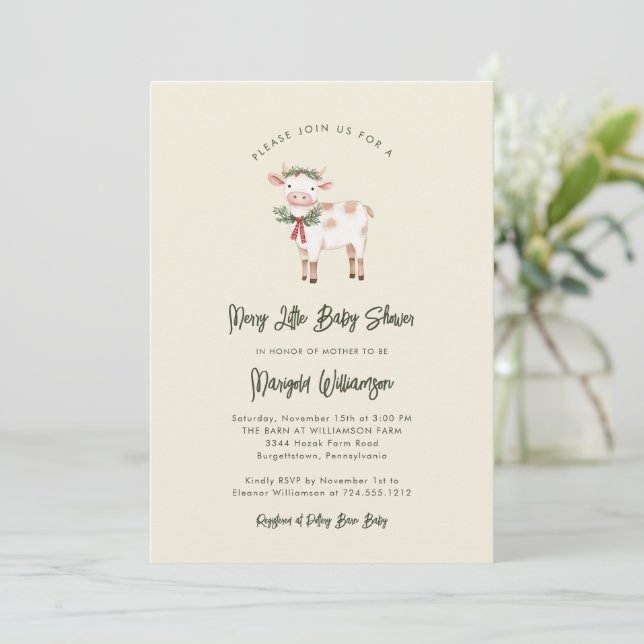 Merry Little Christmas Rustic Baby Shower  Einladung (Stehend Vorderseite)