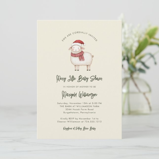Merry Little Christmas Rustic Baby Shower  Einladung (Stehend Vorderseite)