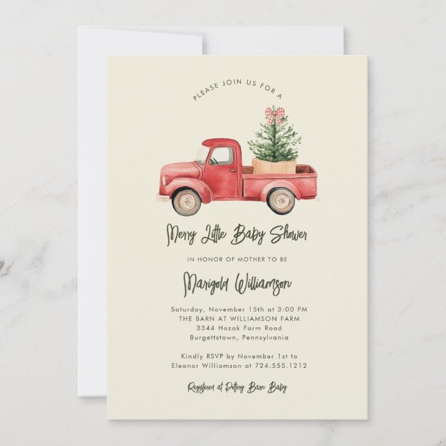 Merry Little Christmas Rustic Baby Shower Invitat Einladung (Vorderseite)