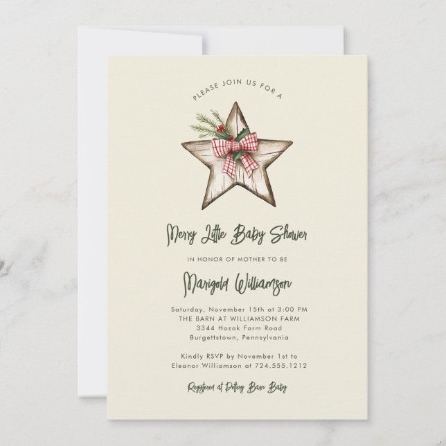 Merry Little Christmas Rustic Baby Shower  Invitat Einladung (Vorderseite)