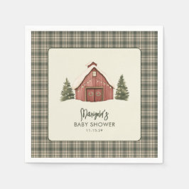 Merry Little Christmas Rustic Baby Shower Napkin Serviette