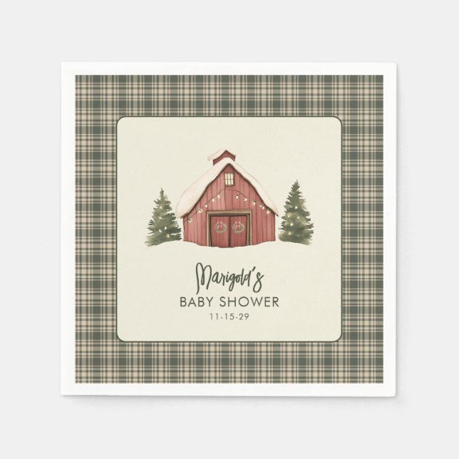 Merry Little Christmas Rustic Baby Shower Napkin Serviette (Vorderseite)