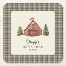 Merry Little Christmas Rustic Baby Shower Rechteckiger Pappuntersetzer