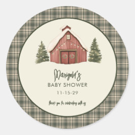 Merry Little Christmas Rustic Baby Shower Runder Aufkleber