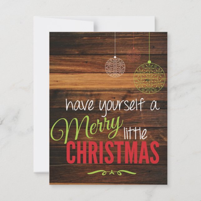 Merry Little Christmas Rustic Card Feiertagskarte (Vorderseite)