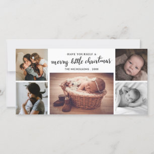 Merry Little Christmas Script Newborn Baby Foto Dankeskarte
