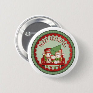 Merry Little Christmas Snow Family Button