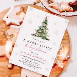 Merry Little Christmas Tree Baby Shower Einladung