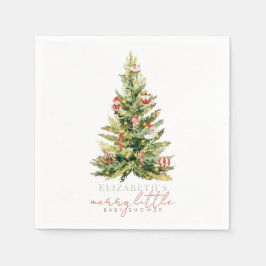 Merry Little Christmas Tree Red Baby Shower Serviette