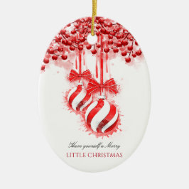 Merry Little Christmas Watercolor Splash Keramik Ornament
