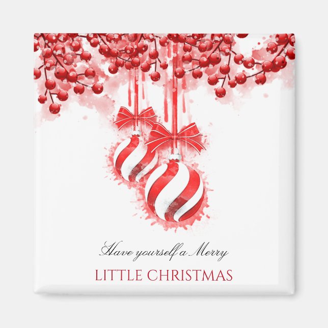Merry Little Christmas Watercolor Splash Magnet (Vorne)