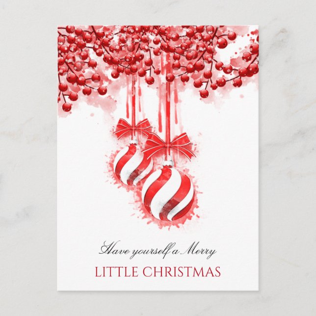 Merry Little Christmas Watercolor Splash Postkarte (Vorderseite)