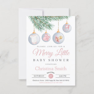 Merry Little Christmas Winter Baby Girl Dusche Einladung