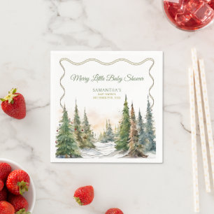 Merry Little Christmas Winter Baby Shower Serviette