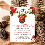 Merry Little Floral Christmas Weihnachtsdusche Einladung<br><div class="desc">Feiern Sie die bevorstehende Ankunft mit unserer fröhlichen kleinen blühenden roten Poinsettia Weihnachtsdusche Einladung. Dieses festliche Angebot besticht durch ein klassisches Santa Claus-Design inmitten lebendiger roter Poinsettien und eleganter Vegetation. Freuen Sie sich auf eine warme und fröhliche Atmosphäre für Ihre Babydusche. Die Mischung traditioneller Weihnachtselemente mit moderner, schicker Typografie macht...</div>