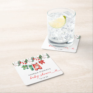 Merry Little Floral Christmas Weihnachtsdusche Rechteckiger Pappuntersetzer