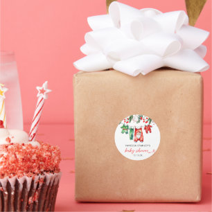 Merry Little Floral Christmas Weihnachtsdusche Runder Aufkleber