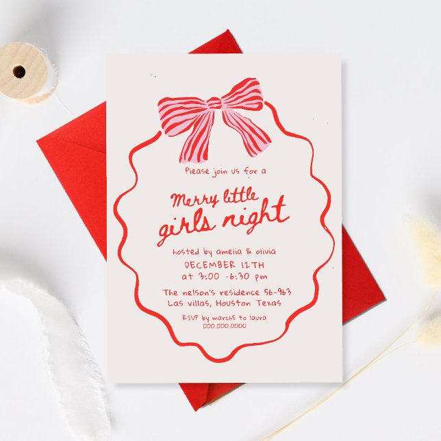 Merry Little Girls Night Christmas Holiday Einladung (Von Creator hochgeladen)