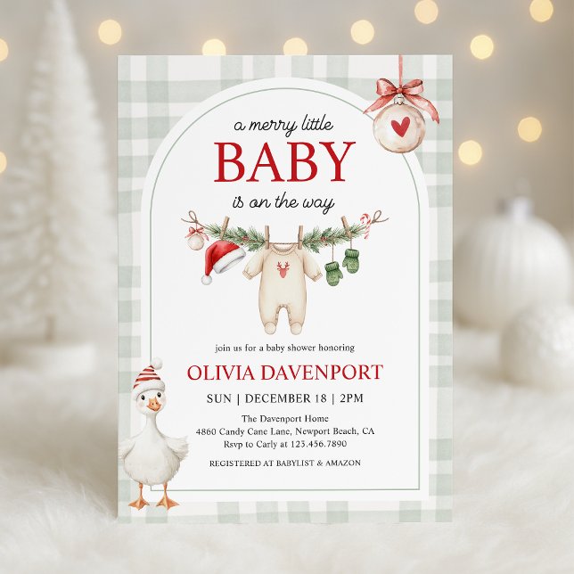 Merry Little Goose Storybook Christmas Baby Shower Einladung (Von Creator hochgeladen)