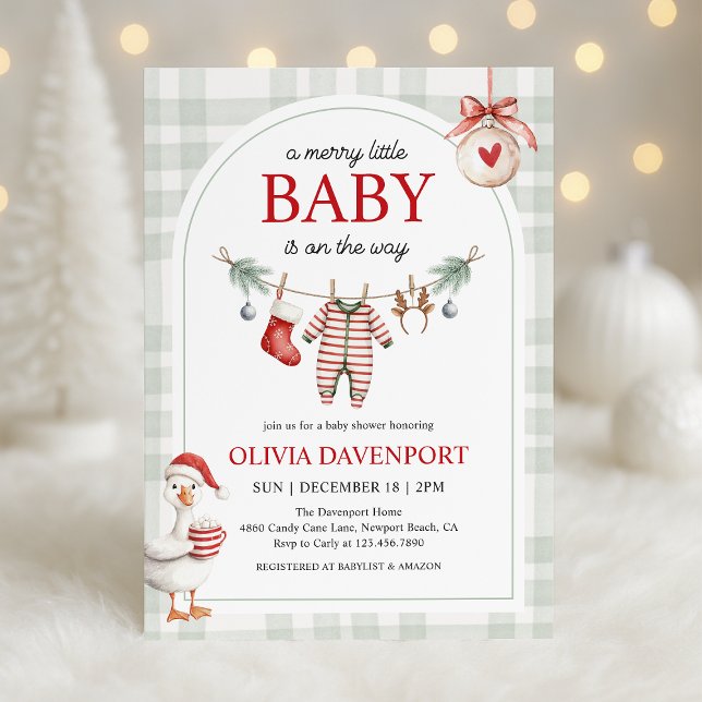 Merry Little Goose Storybook Christmas Baby Shower Einladung (Von Creator hochgeladen)